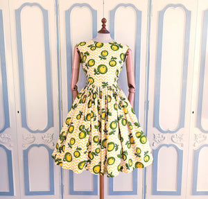 1950s - Gorgeous Novelty Print Fruits Dress - W28 (72cm)