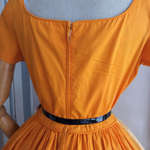 1950s - Teena Paige, USA - Adorable Orange Cotton Dress - W27 (68cm)