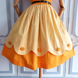 1950s - Teena Paige, USA - Adorable Orange Cotton Dress - W27 (68cm)
