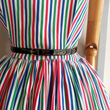 Load image into Gallery viewer, 1950s - Adorable Colorful Striped Cotton Day Dress - W27 (68cm)
