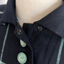 Cargar imagen en el visor de la galería, 1940s - Stunning Black &amp; Green Winter Wool Dress - W28 (70cm)
