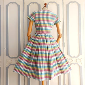1950s - Adorable Colorful Cotton Dress - W25 (64cm)
