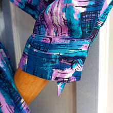 Load image into Gallery viewer, 1950s - Stunning Purple Blue Abstract Silk Dress - W26 (66cm)
