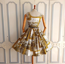 Load image into Gallery viewer, 1950s - Fabulous Venice Scenes Novelty Print Dress - W26 (64/66cm)
