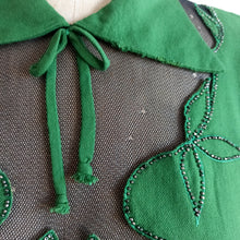 Cargar imagen en el visor de la galería, 1930s 1940s - Stunning Green Gabardine Wool Dress - W32 (82cm)
