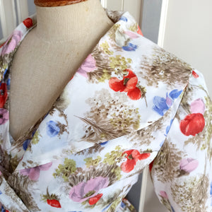 1950s  - Marvelous 2pc Floral Bolero Jacket Nylon Dress - W27 (68cm)