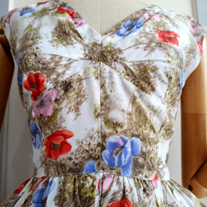 1950s  - Marvelous 2pc Floral Bolero Jacket Nylon Dress - W27 (68cm)