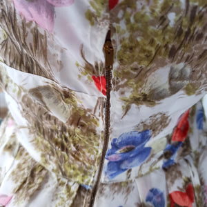 1950s  - Marvelous 2pc Floral Bolero Jacket Nylon Dress - W27 (68cm)