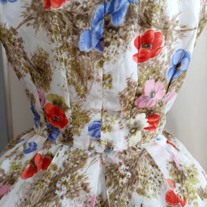 1950s  - Marvelous 2pc Floral Bolero Jacket Nylon Dress - W27 (68cm)