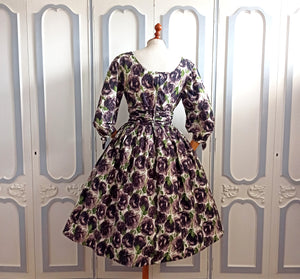 1950s - Spectacular Floral Cotton Dress - W29 (74cm)