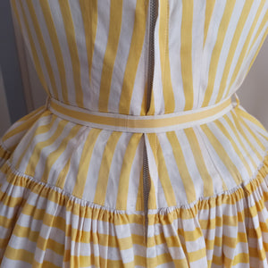 1940s 1950s - Sous le Signe, Paris - The Most Adorable Yellow Sriped Dress - W31 (80cm)