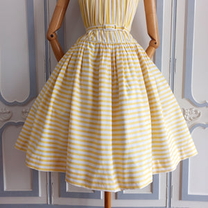 1940s 1950s - Sous le Signe, Paris - The Most Adorable Yellow Sriped Dress - W31 (80cm)