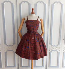 Cargar imagen en el visor de la galería, 1950s 1960s - Gorgeous Abstract Straps Dress - W26 (66cm)
