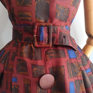 1950s 1960s - Gorgeous Abstract Straps Dress - W26 (66cm)