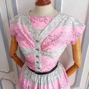 1950s 1960s - Horrockses, UK - Stunning Pink Bolero Dress - W25 (64cm)