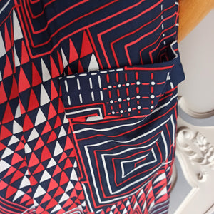 1970s Does 1950s - PARIS -  Amazing Geometric Pockets Dress - W28 (72cm)