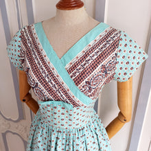 Load image into Gallery viewer, 1940s 1950s - Precious Turquoise Buckle Back Dress - W27.5 (70cm)
