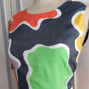 1960s - Stunning Primary Colors Abstract Wiggle Dress - W26/27 (66/68cm)