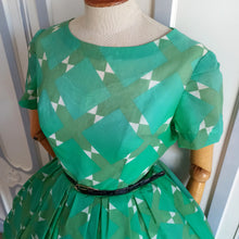 Load image into Gallery viewer, 1950s 1960s - Gorgeous Green Textured Nylon Dress - W28 (72cm)
