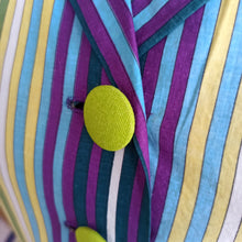 Cargar imagen en el visor de la galería, 1950s - Stunning Rainbow Purple Stripes Shirt Dress - W30 (76cm)
