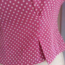Load image into Gallery viewer, 1930s - Adorable Peter Pan Collar Magenta Dotted Crepe Blouse - XS/S
