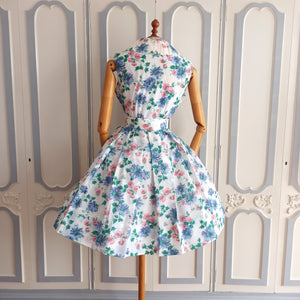 1950s - Spectacular Floral Print Nylon Dress - W28 (70cm)