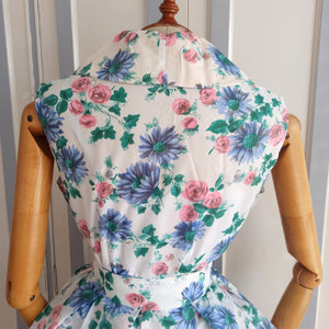 1950s - Spectacular Floral Print Nylon Dress - W28 (70cm)